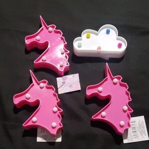Light Up Pink Unicorns x3 And 1 White Cloud NWT